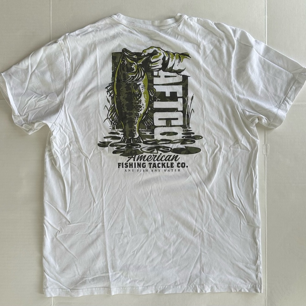 AFTCO White T-Shirt with Green Fish Graphic